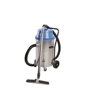 Un aspirateur avec poignée bleue et tuyau noir. Aspirateur Monophasé Fiorentini F46 F1 60L 2 Moteurs 220V. Capacité 60L, puissance 2000W.