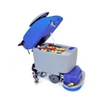 Autolaveuse Autotractée Fiorentini PINKY 32B : Rendement horaire maximum de 4250 m²/h, dépression de 135 mbar, moteur d'aspiration de 24 V x 500 W, moteur de traction de 24V x 200W.