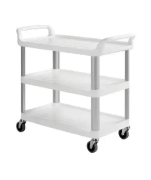 Filmop Chariot SILVER 150kg avec plateaux en polypropylène gris, montants en aluminium ou polypropylène, 2 poignées de transport, 4 roues Ø 100 mm. Capacité 150 kg.