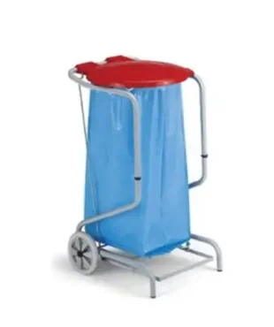 Filmop POUBELLE À TRI SÉLECTIF 45L, Découvrez la poubelle porte-sac 130L de Filmop en métal rilsan. Dispose d'une fixation sac ronde avec élastique, couvercle, pédale et 2 roues Ø 185 mm. Idéale pour sacs de 110-130 ltr. Dimensions : 570x520x910 mm.